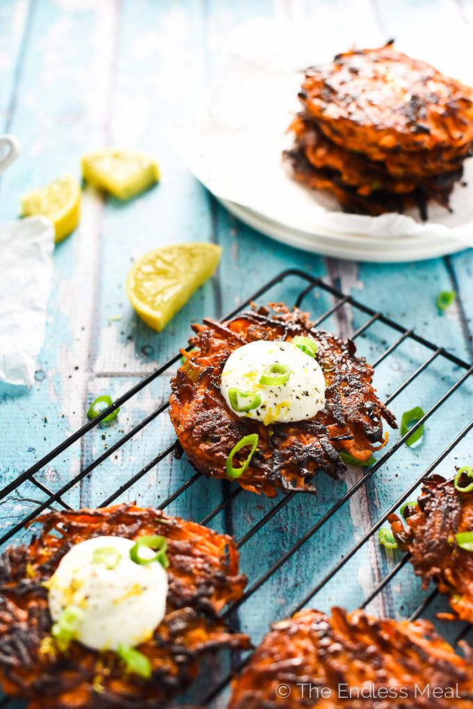 Green onion and sweet potato fritters