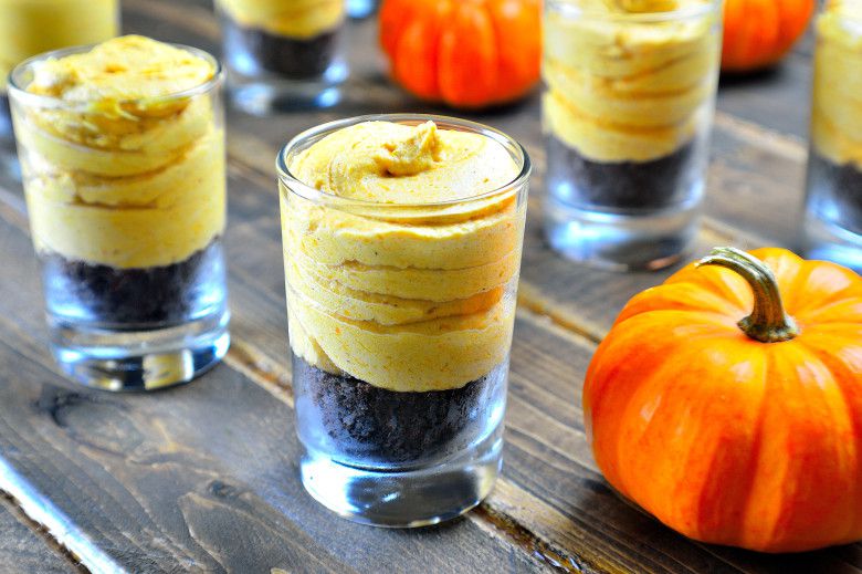 Pumpkin mousse with chocolate crumble