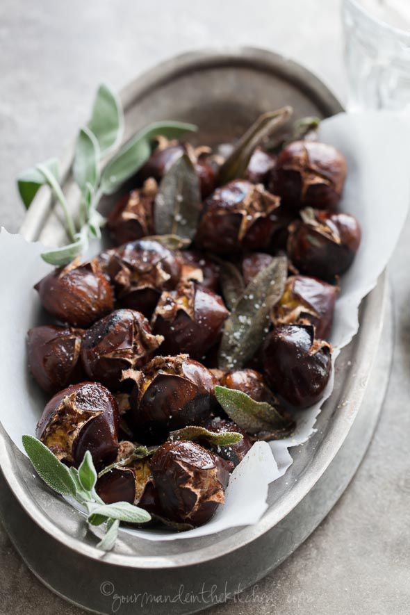 Roasted chestnuts with sage browned butter