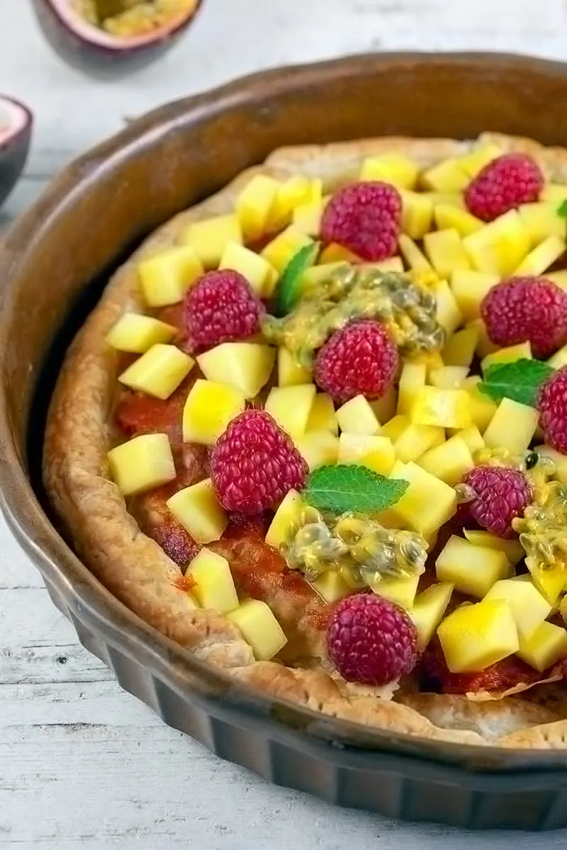 Puff pastry fruit and rosehip tart