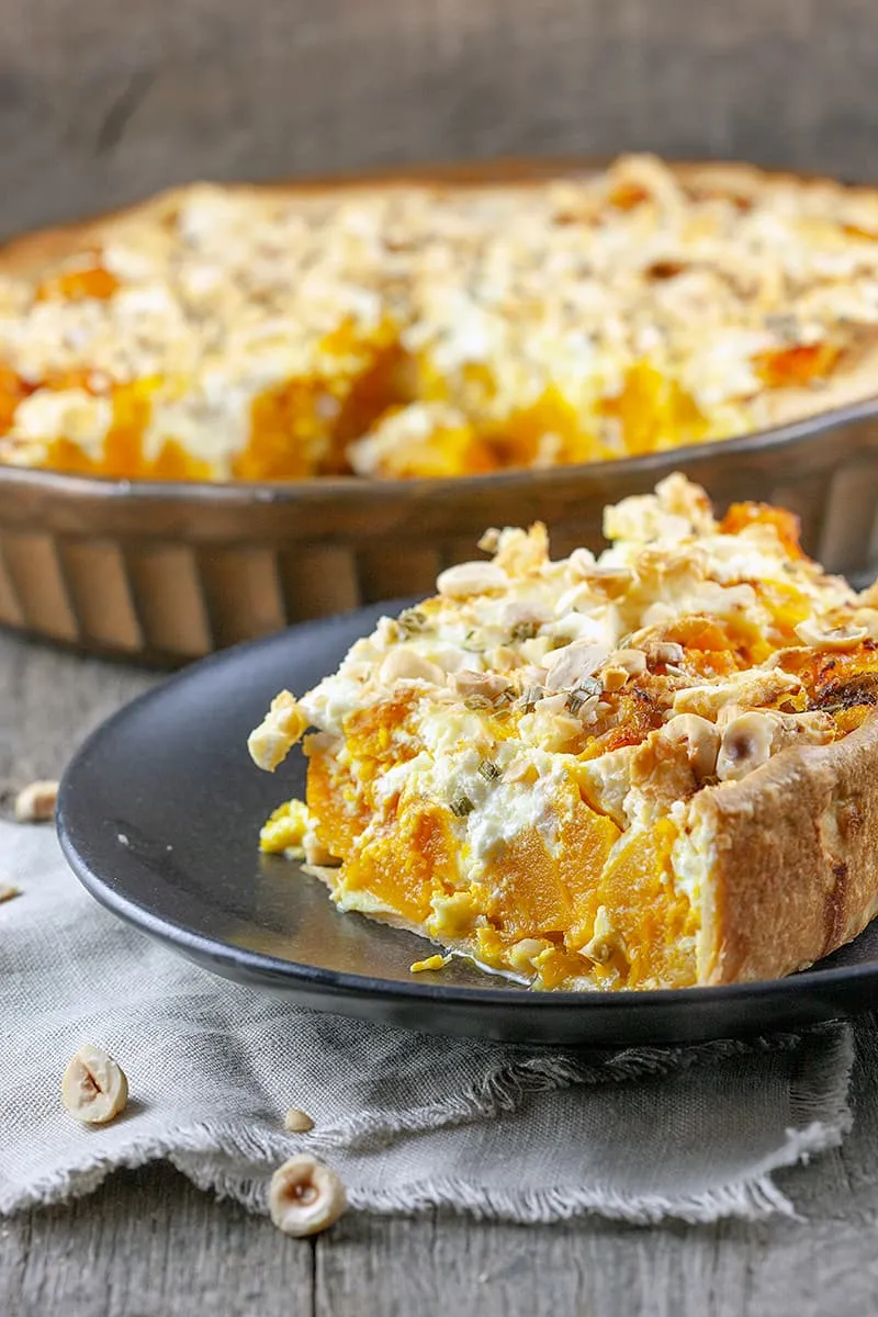 Pumpkin and feta quiche