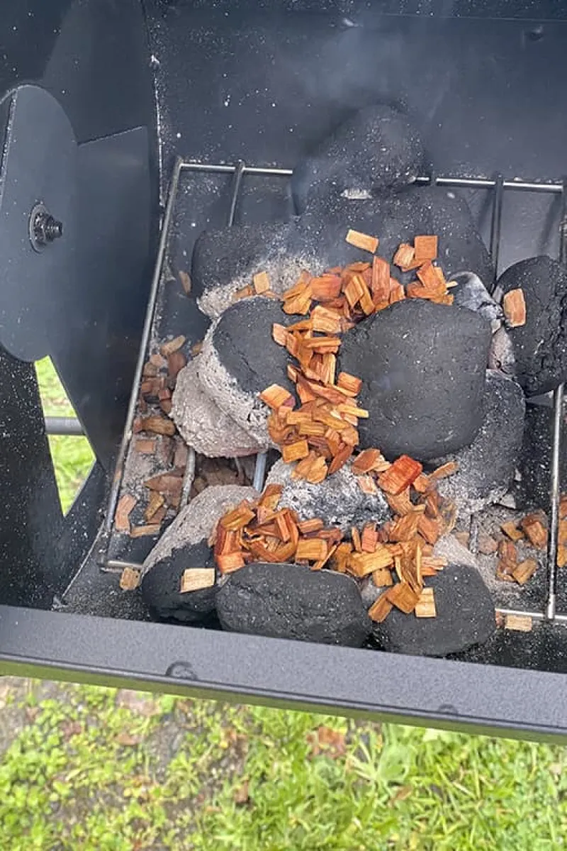 Wood chips on the coals