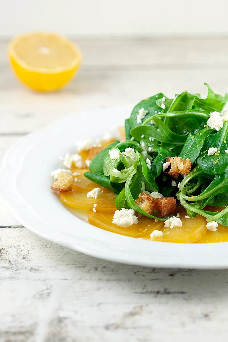 Yellow beet carpaccio