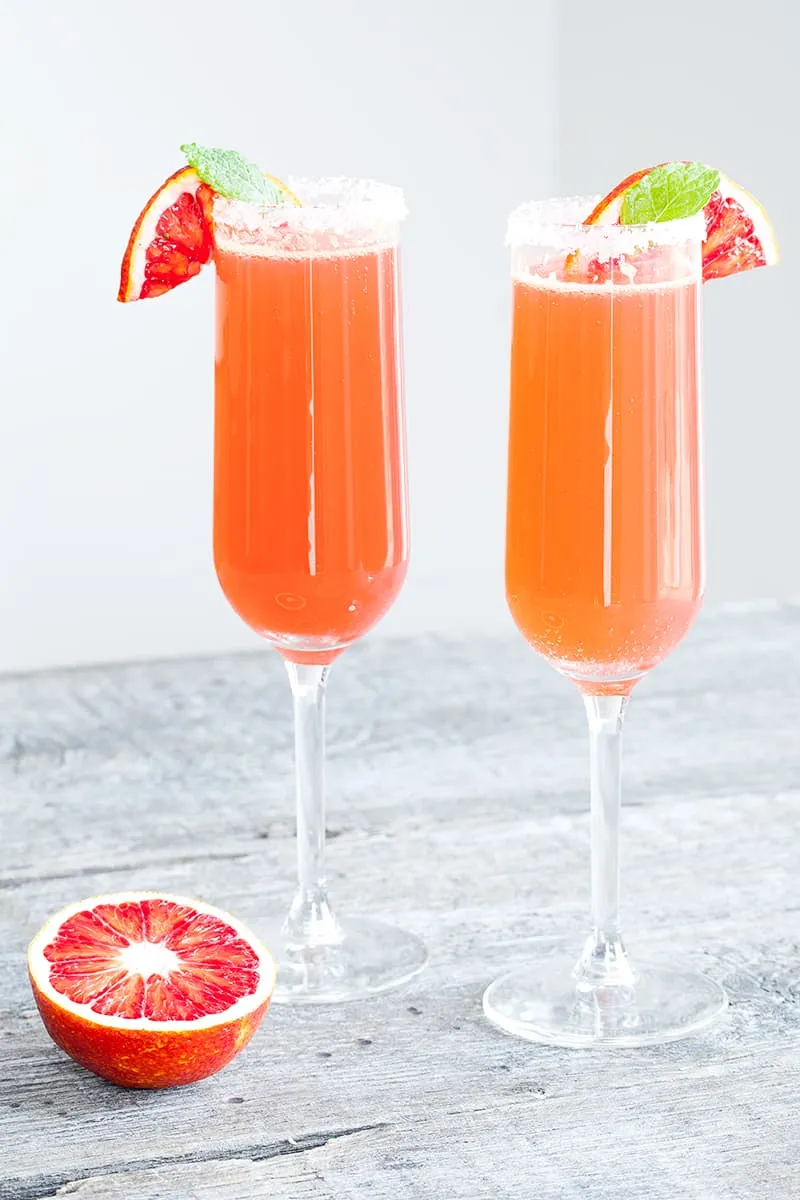 Sparkling blood orange and Cointreau cocktail