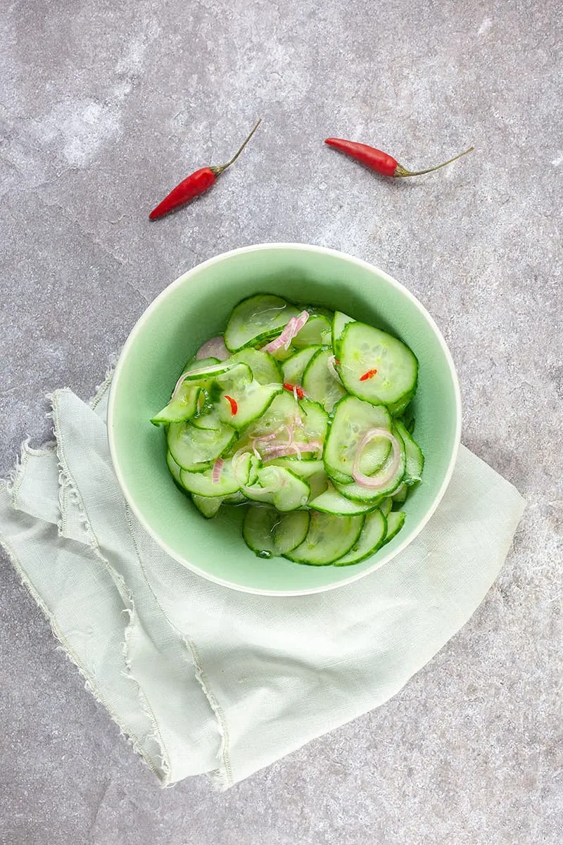 Acar ketimun (Indonesian cucumber pickle)