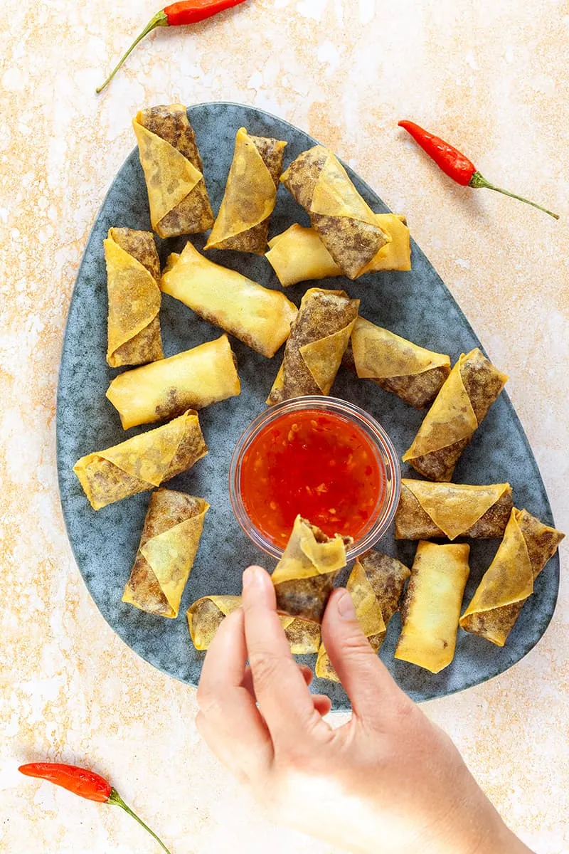 Homemade Dutch flames (hot and spicy spring rolls)