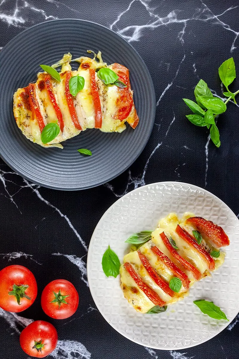 Oven-baked chicken caprese
