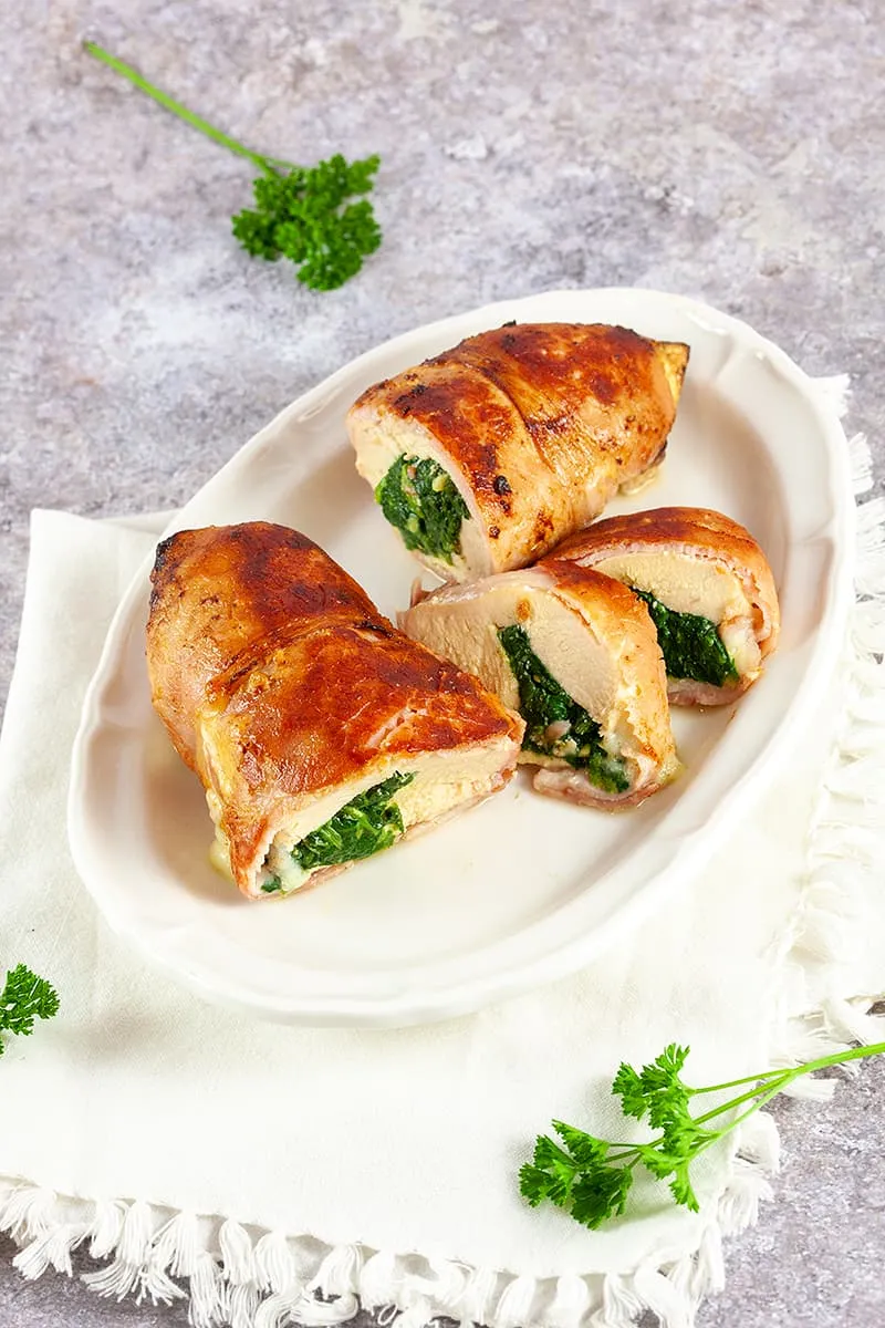 Spinach-stuffed chicken breasts