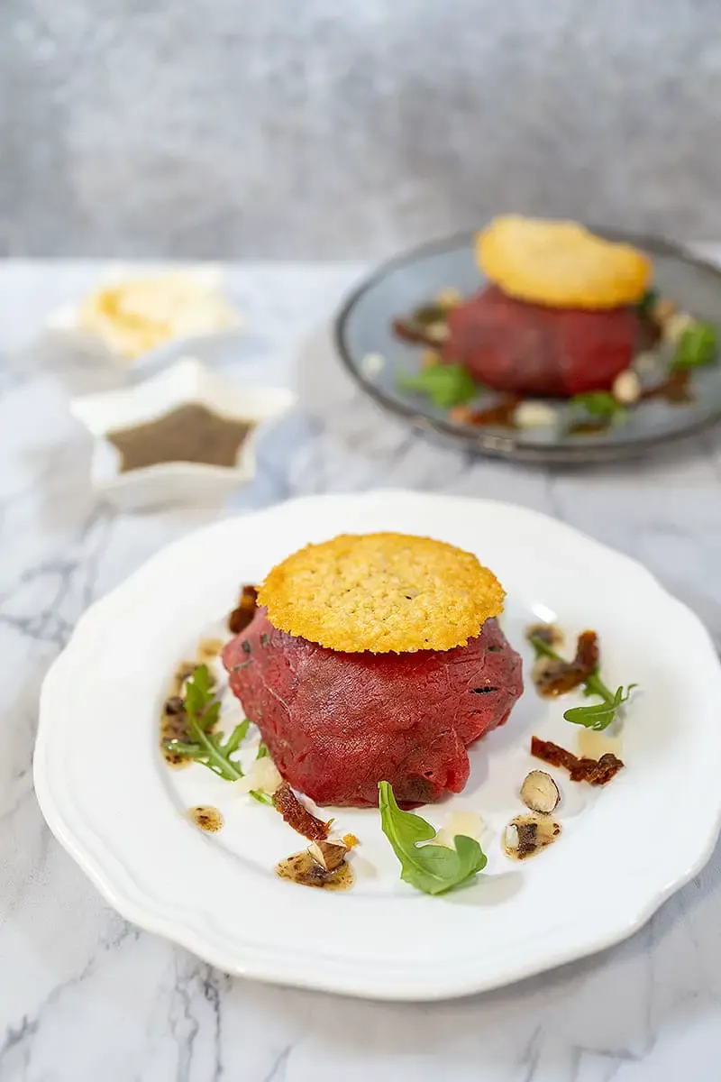 Homemade carpaccio parcels