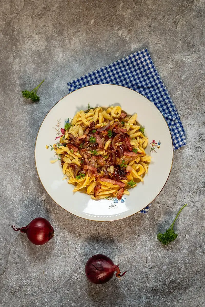 Spätzle with bacon and onion
