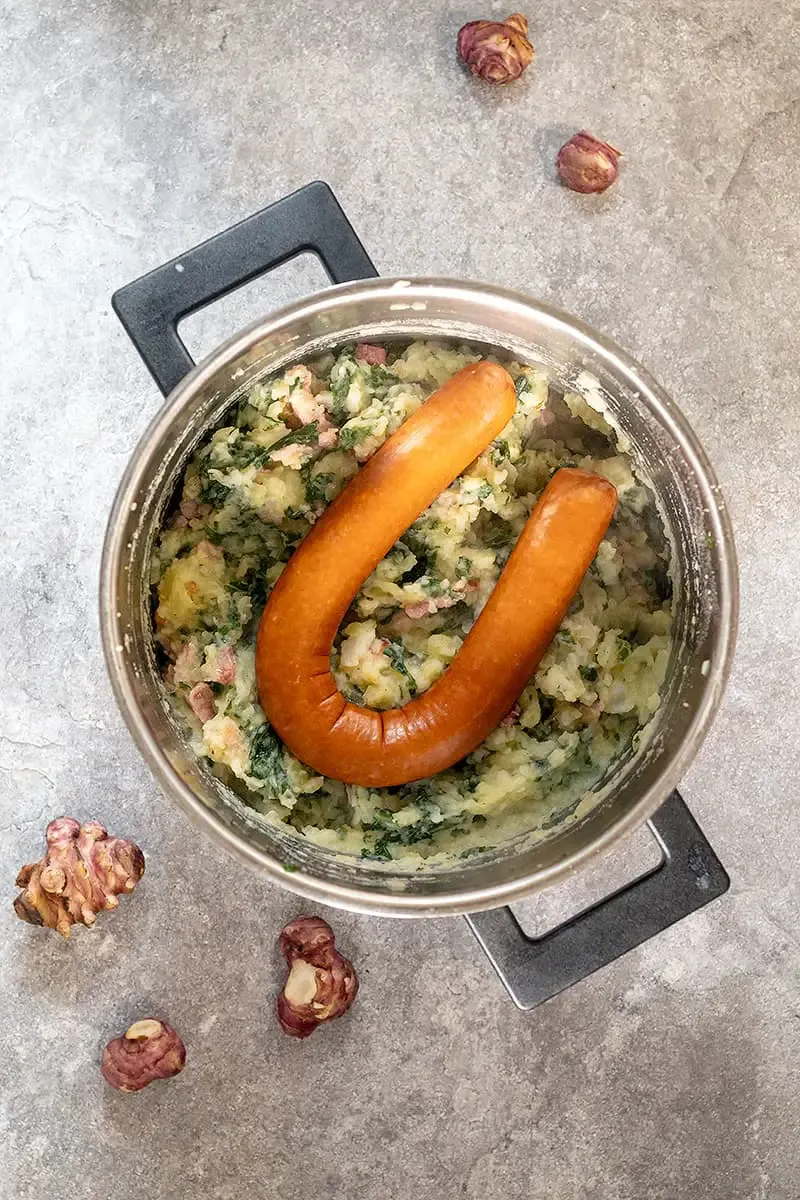Jerusalem artichoke and kale hash