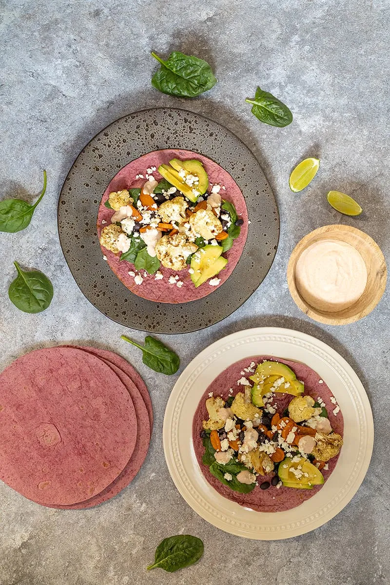 Vegetarian cauliflower and bean wraps