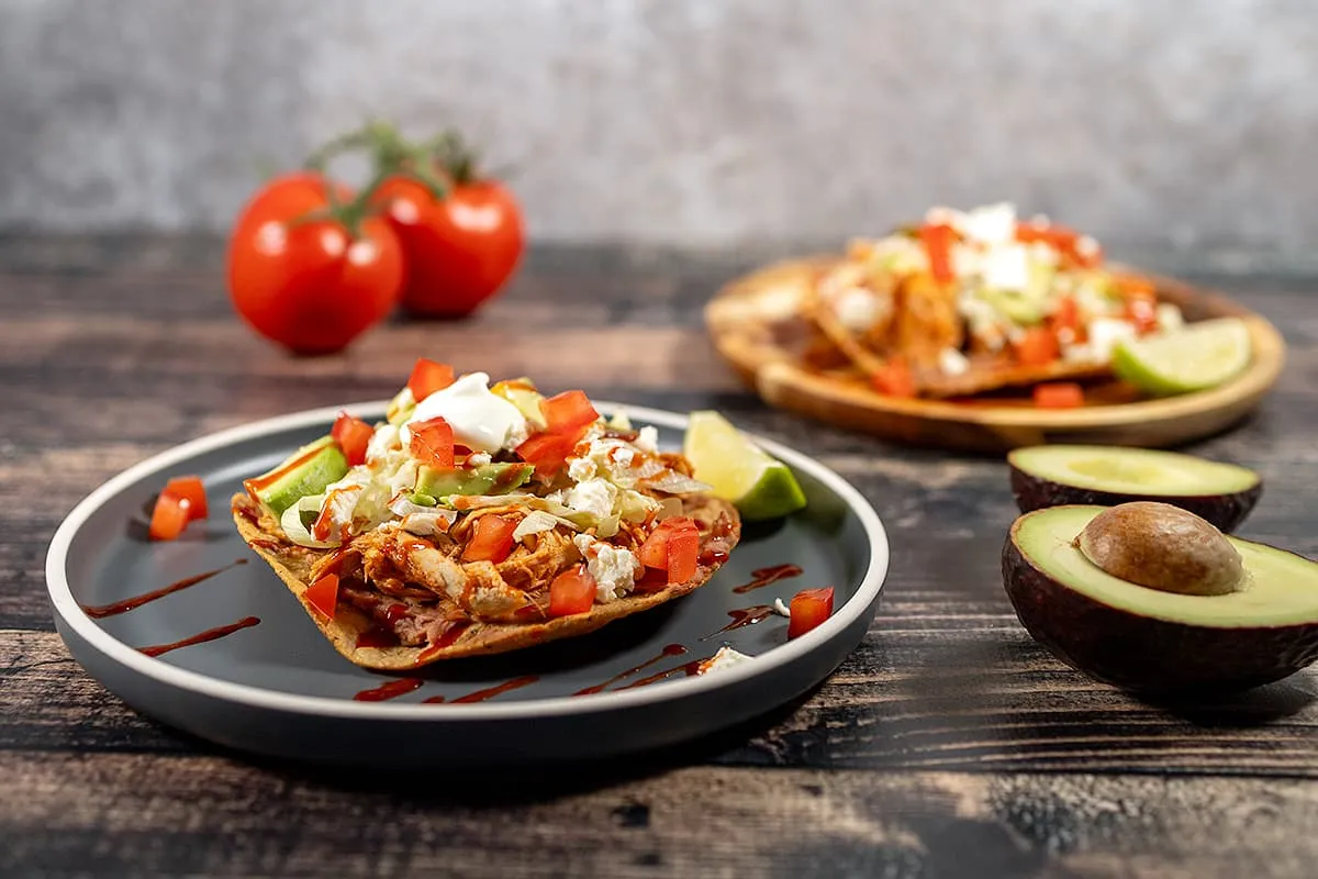 Homemade tostadas with chicken