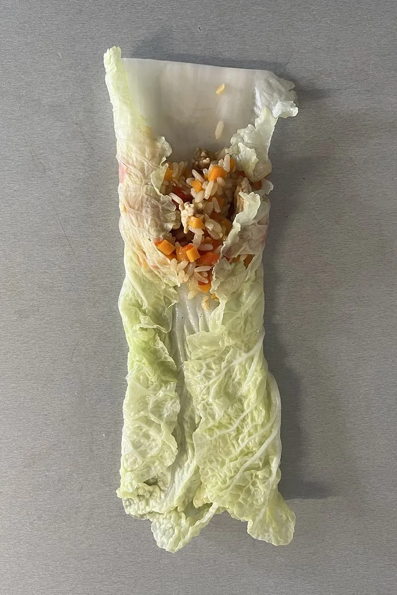 Chinese spring rolls with turkey preparation - step 1