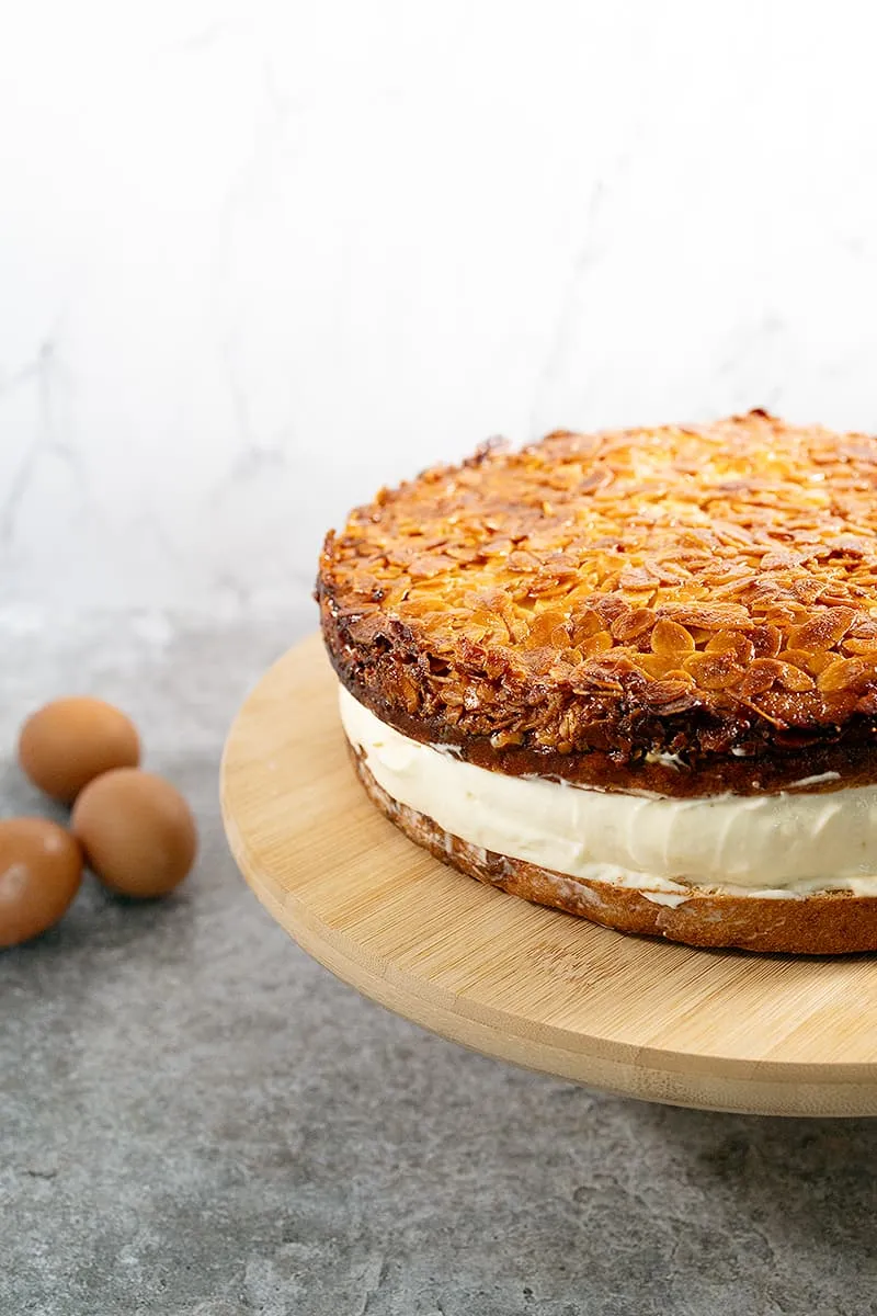 German Bee Sting Cake (bienenstich) with vanilla cream