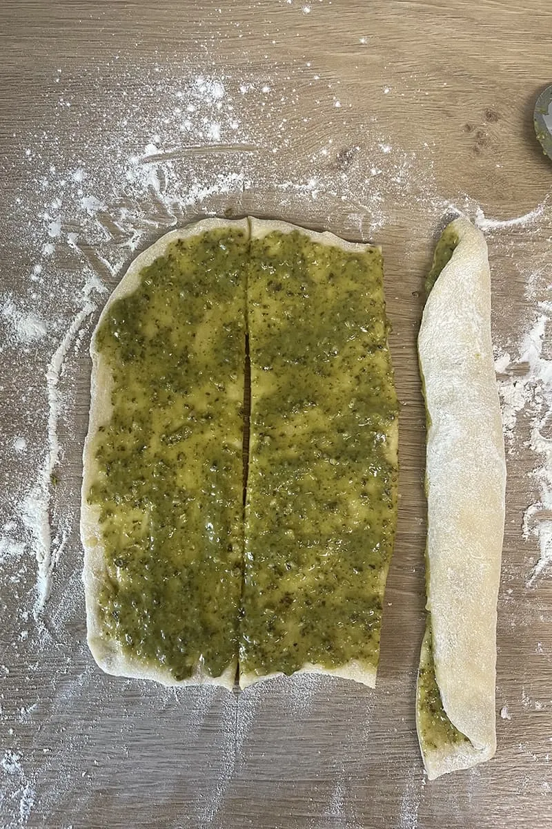 Pesto bread preparation - step 1