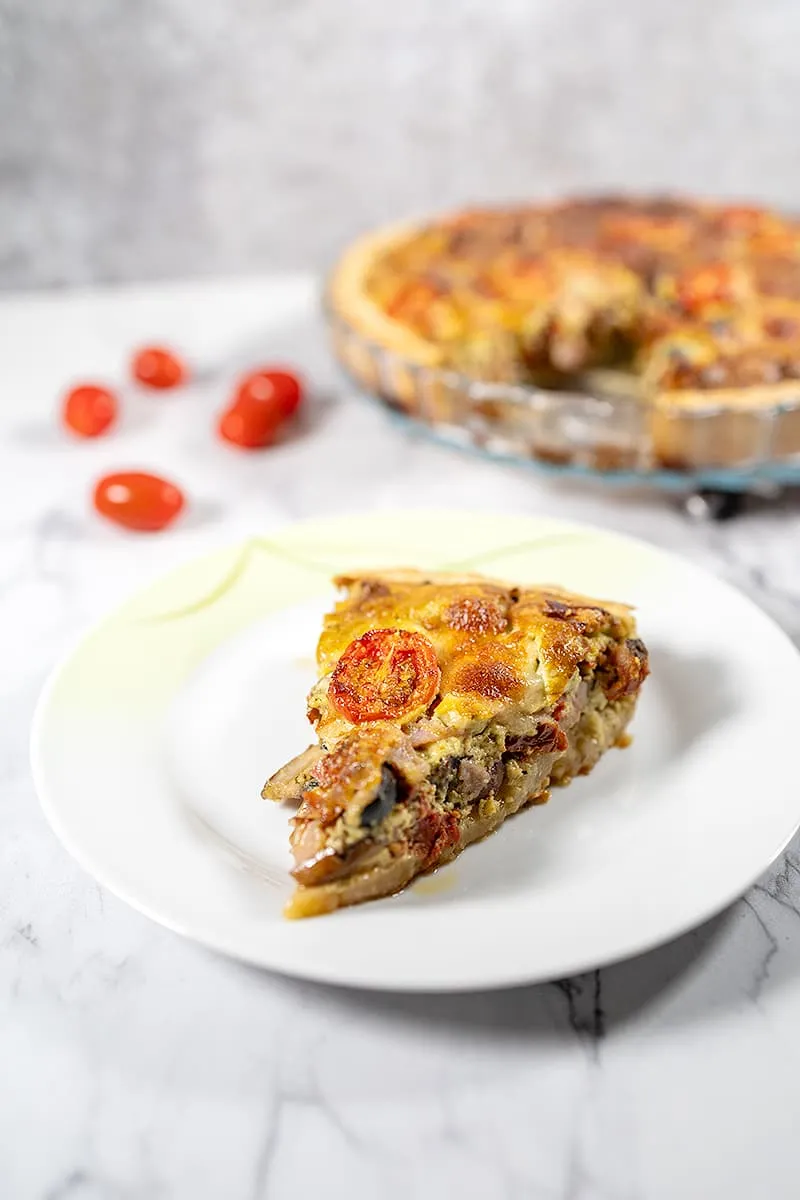 Italian pesto quiche with mozzarella