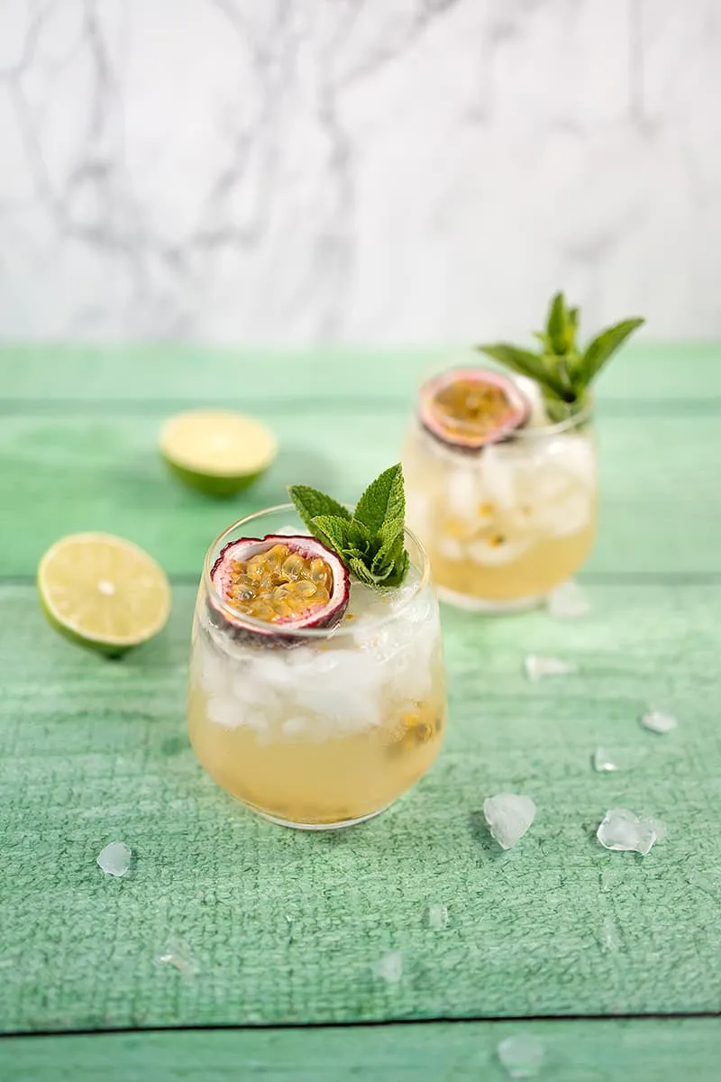 Passion fruit and ginger mocktail - a refreshing summer drink without alcohol