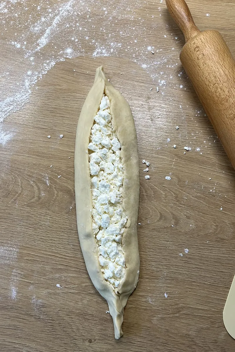 Turkish cheese pide preparation - step 1