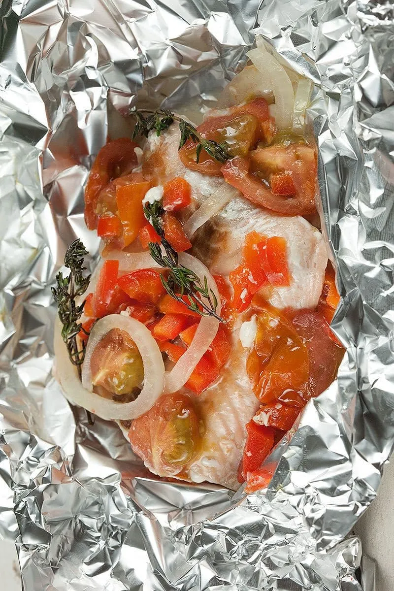 Salmon baked in foil