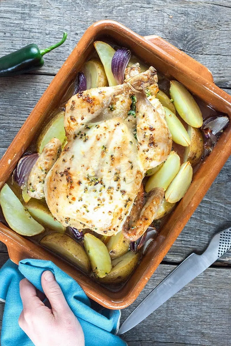 Whole roasted jalapeño chicken