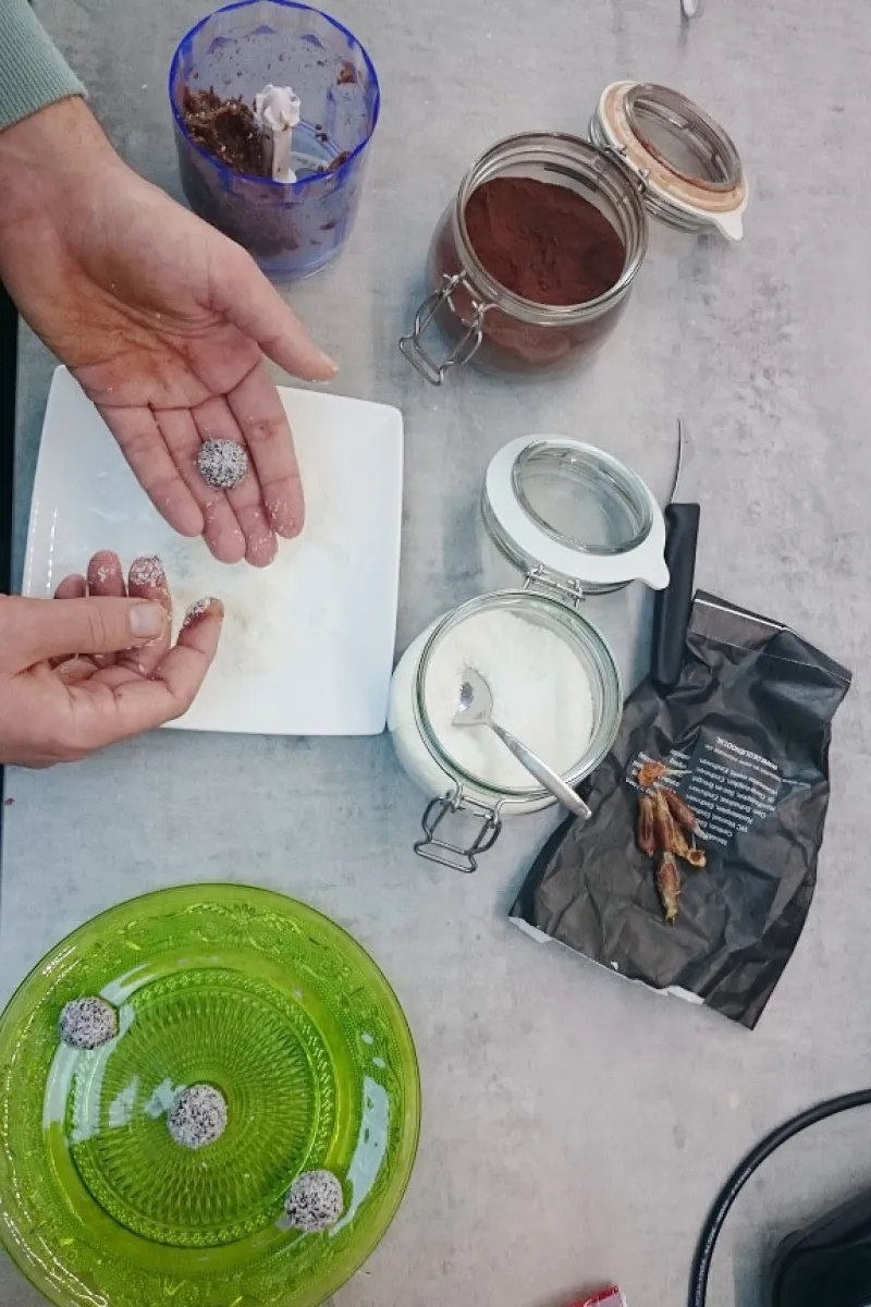 Making the sugar free coconut truffles