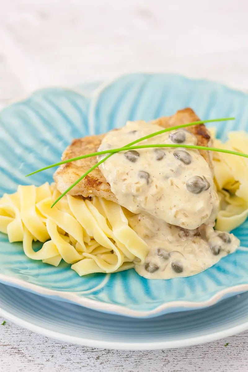 Cod with creamy caper sauce