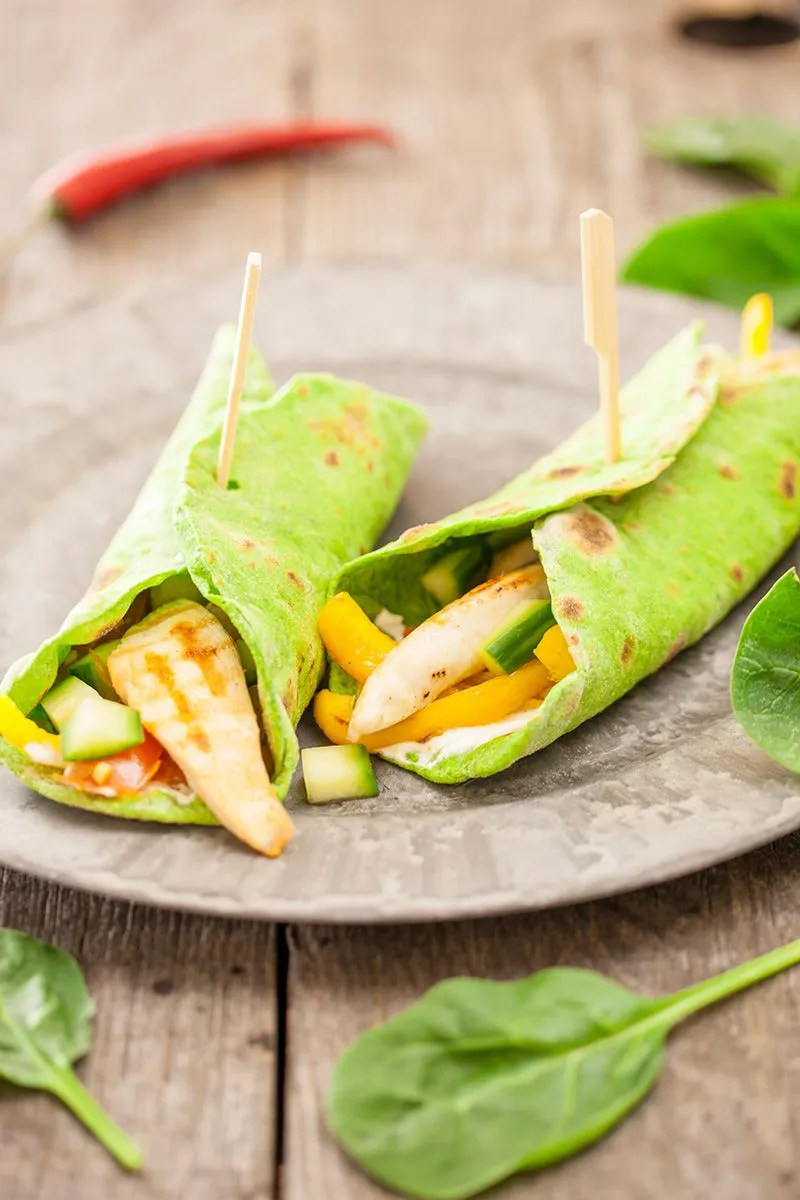 Homemade spinach tortillas
