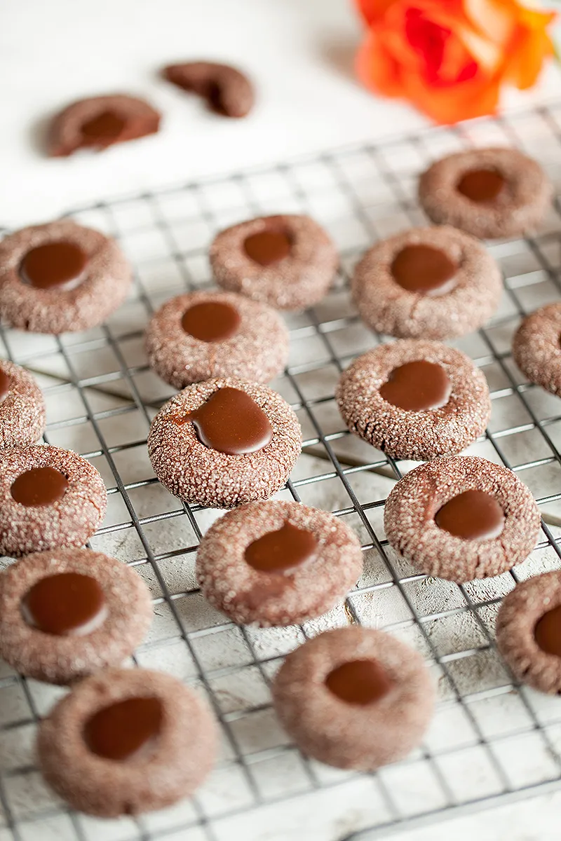 Chocolate thumbprint cookies