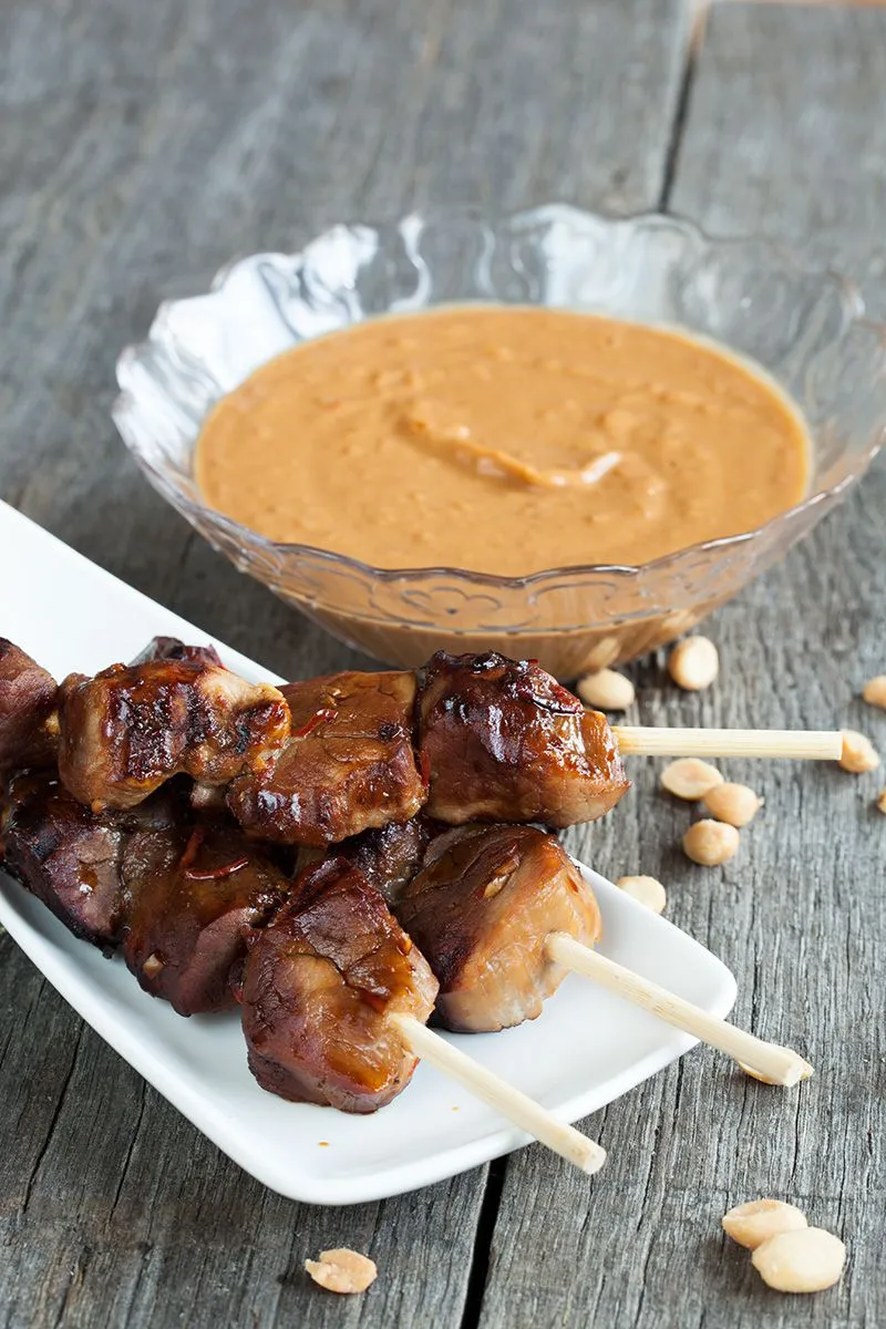 Grilled pork tenderloin satay