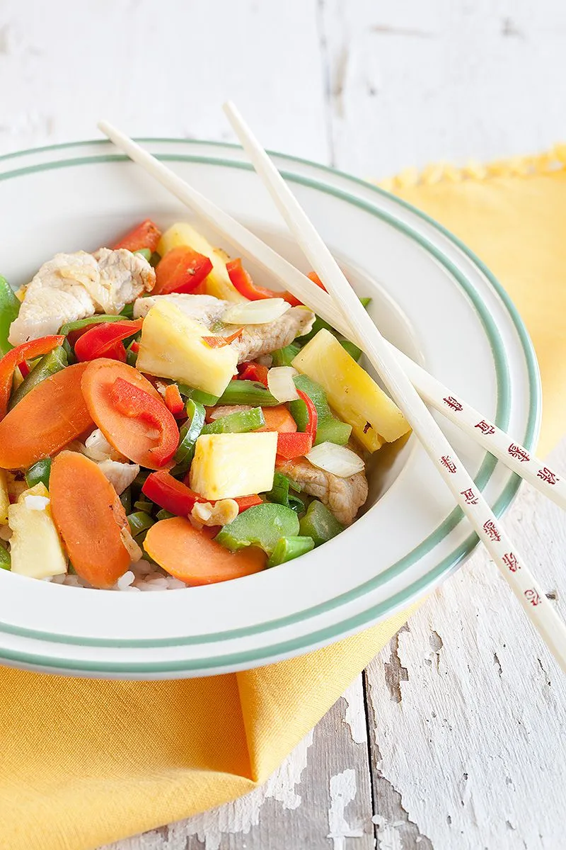 Pork and pineapple stir fry