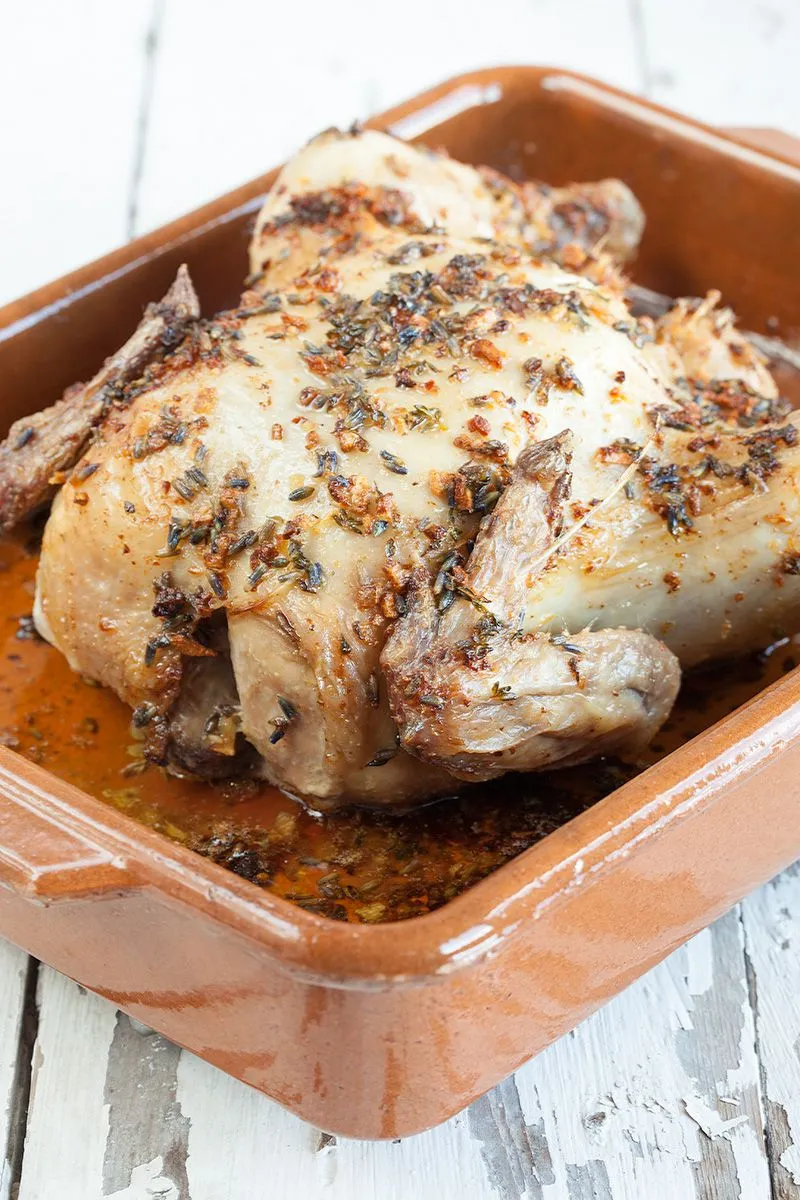 Lavender and garlic roasted chicken