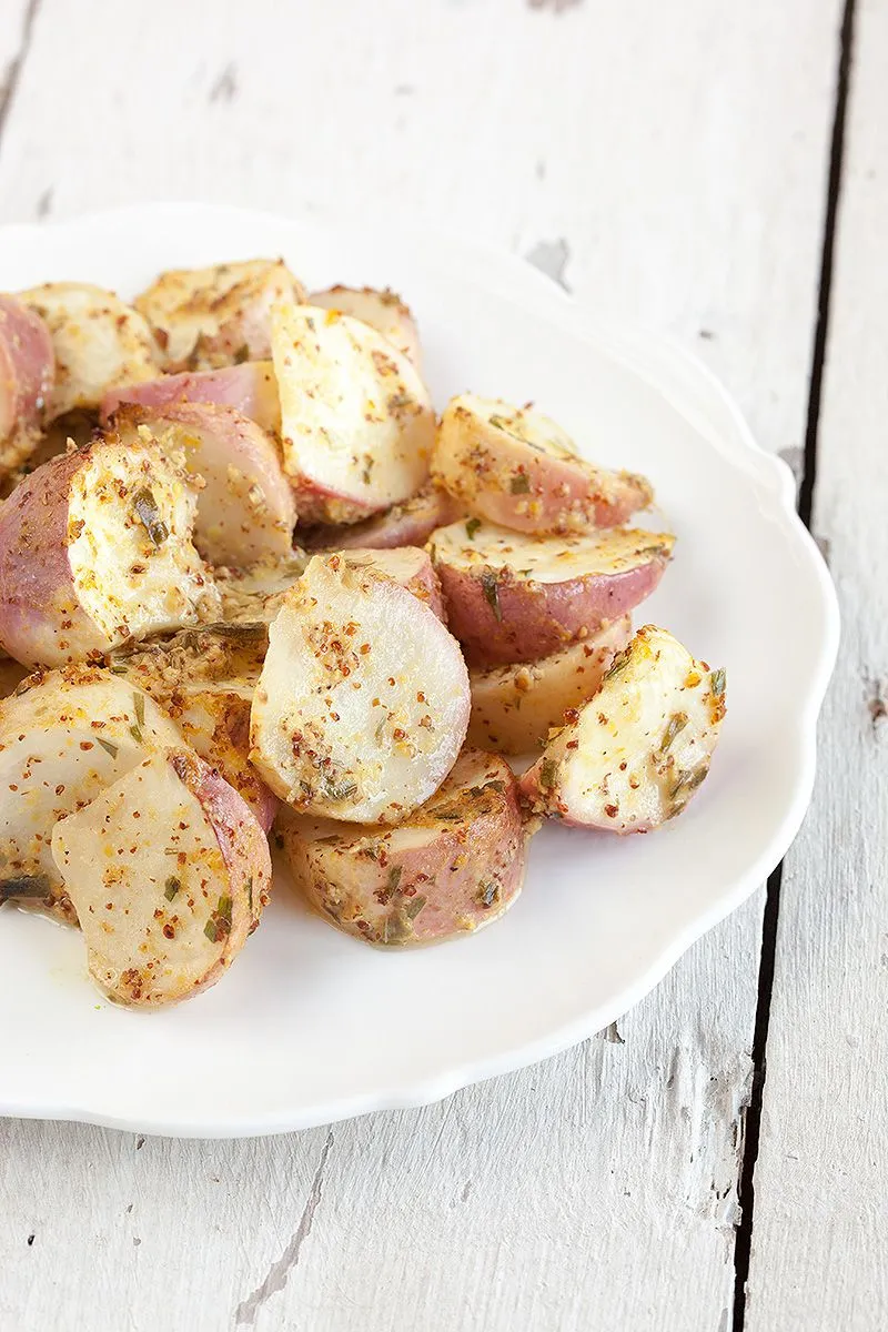 Mustard coated turnip quarters