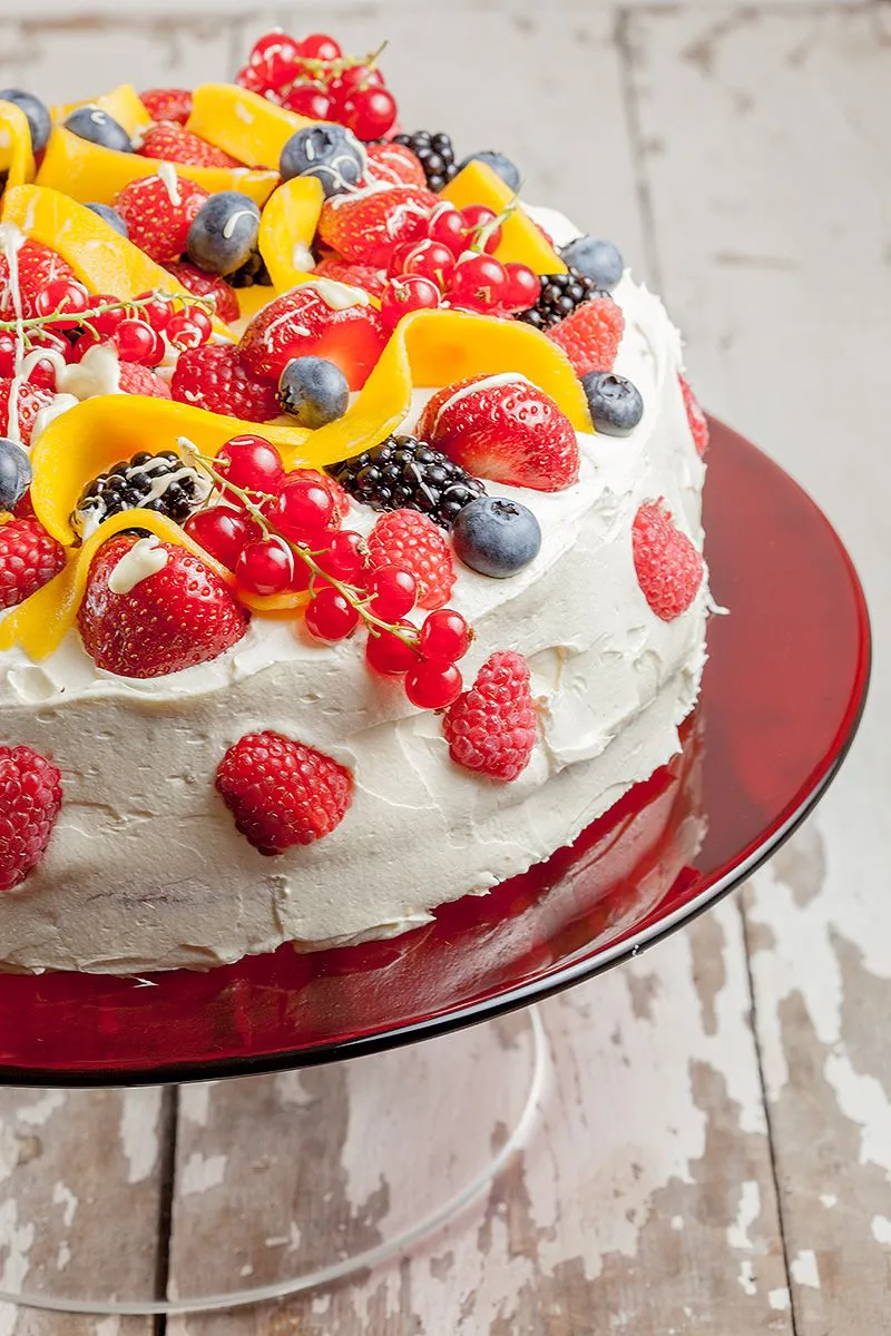 Summer fruit celebration cake
