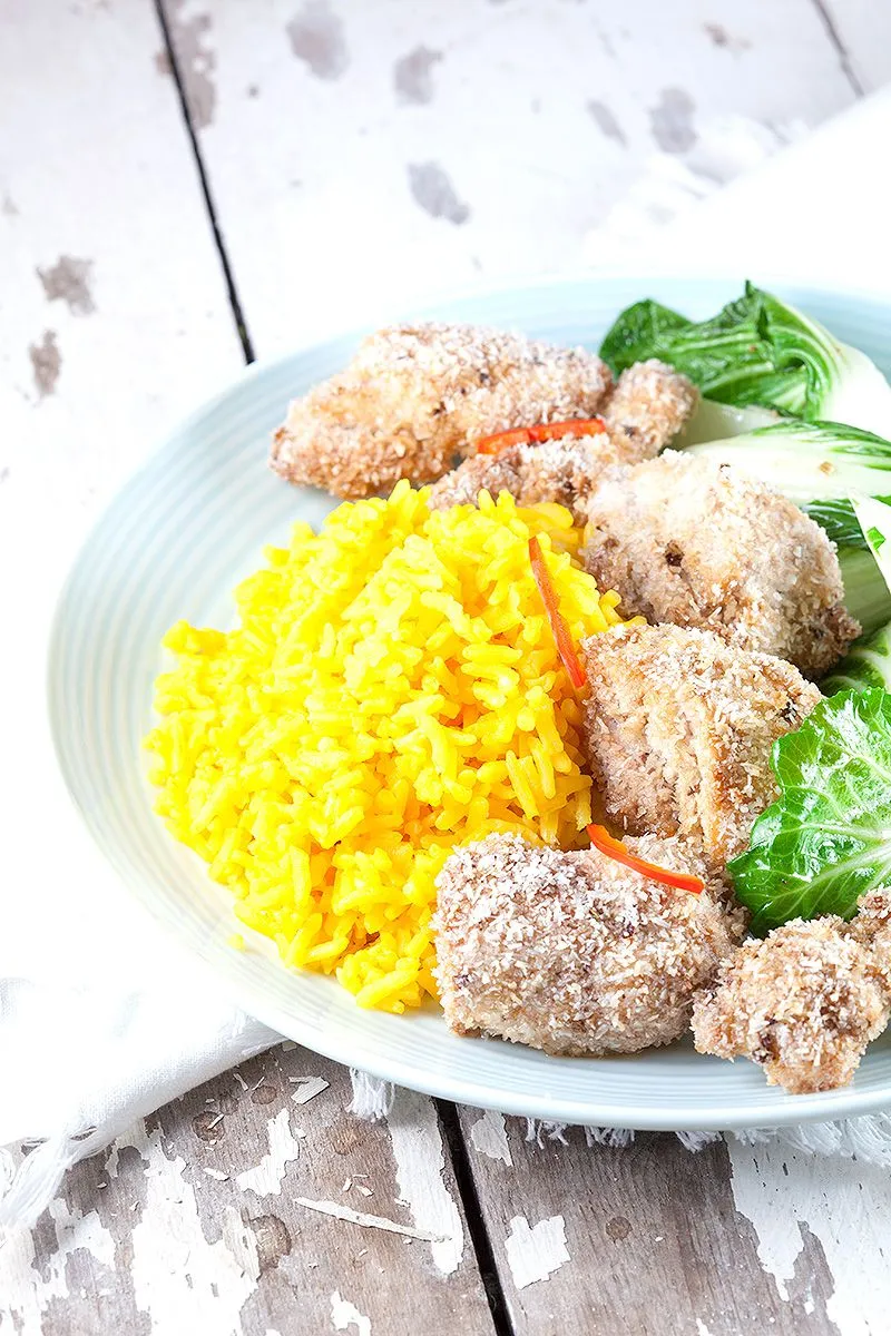 Oven-baked coconut chicken thighs