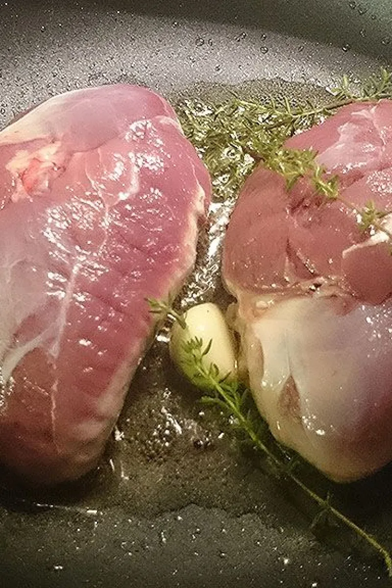 Pan-fried duck breasts