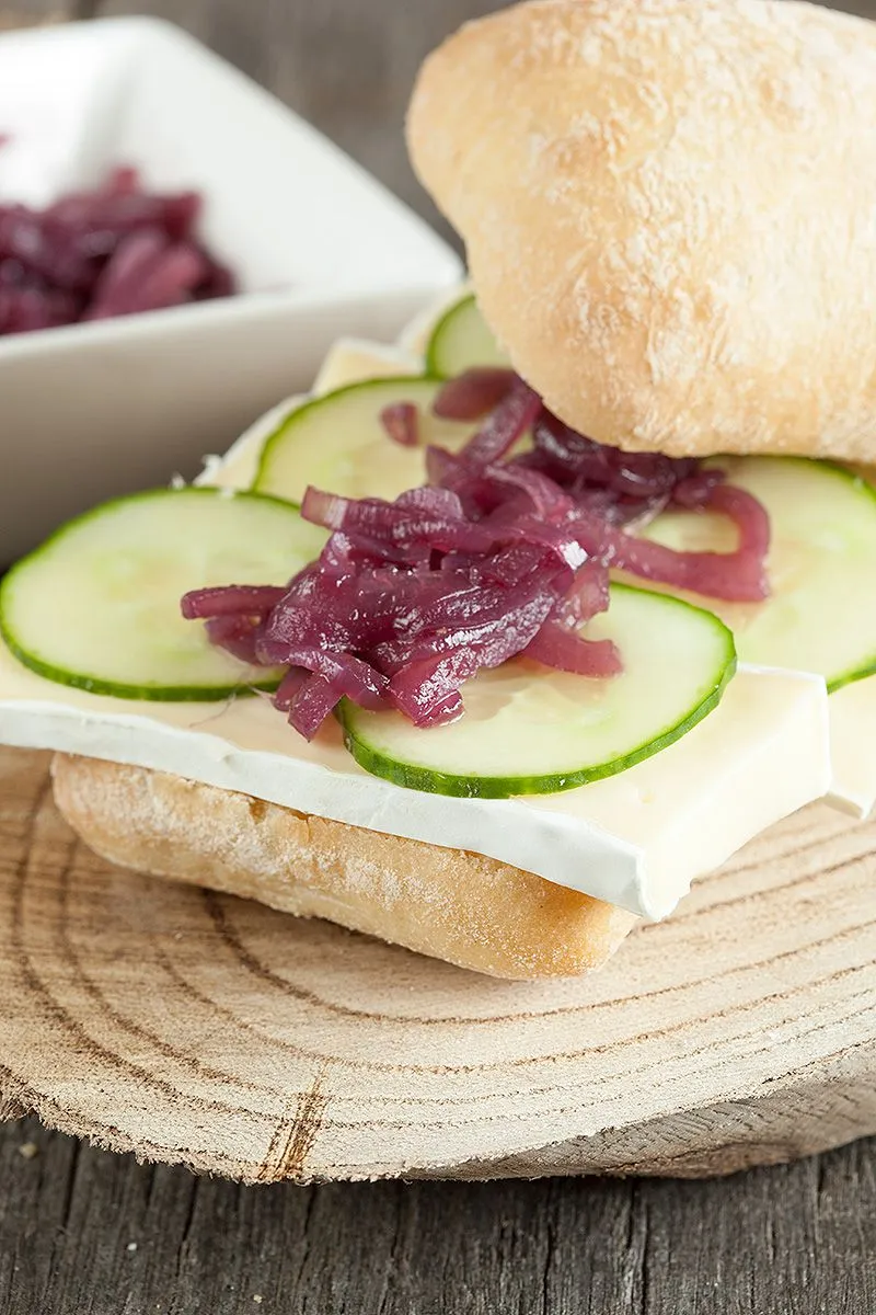 Red onion compote and brie sandwich