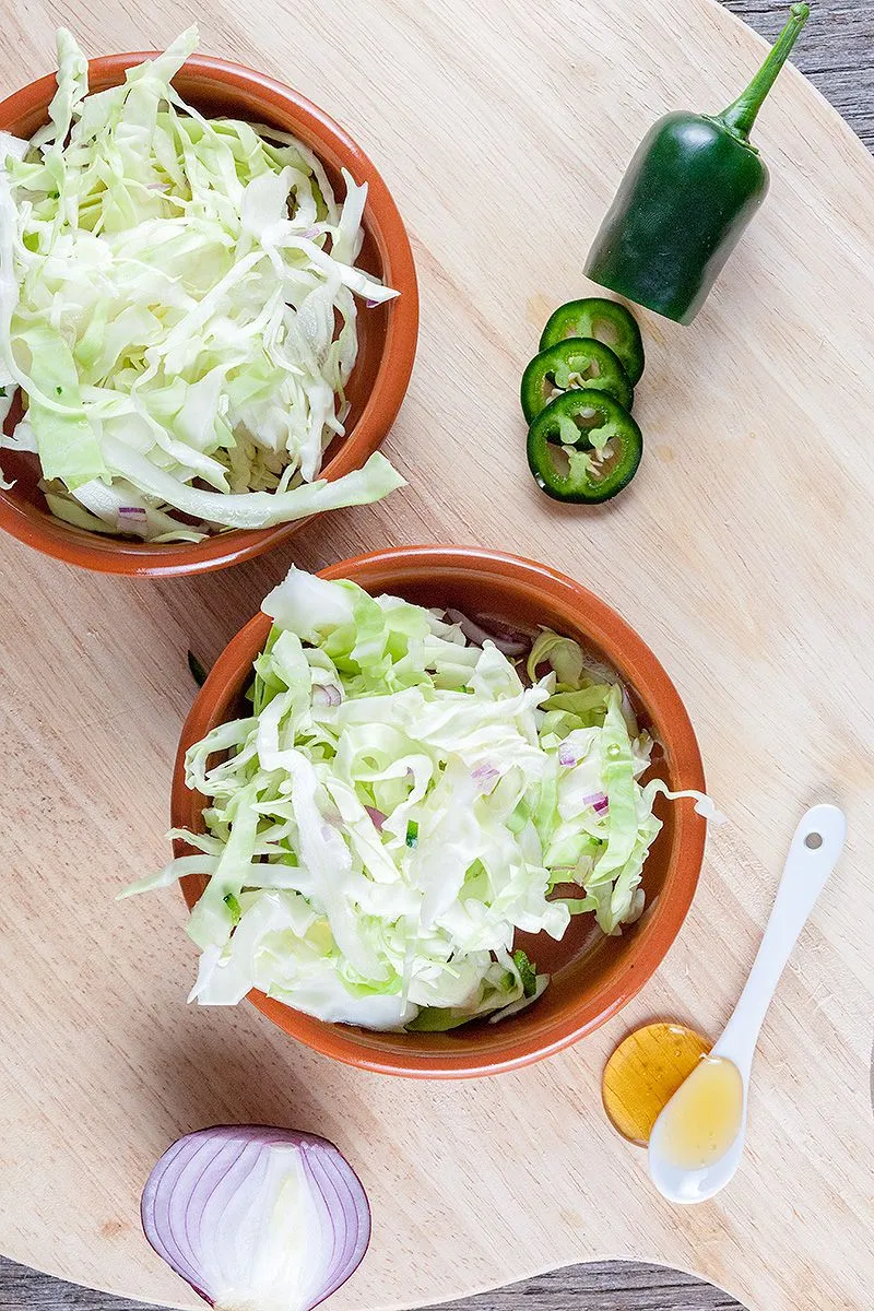 Shredded green cabbage salad