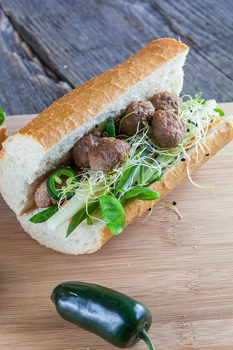 Mini meatballs sandwich