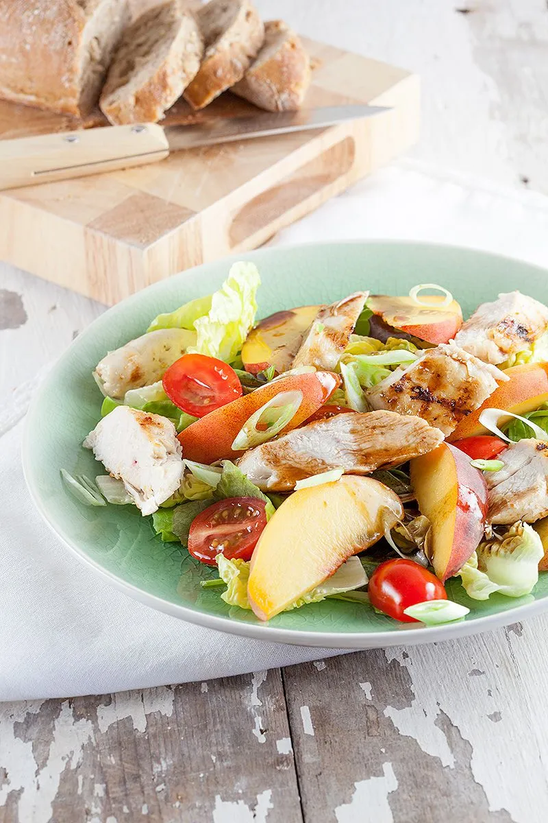 Peach and chicken salad