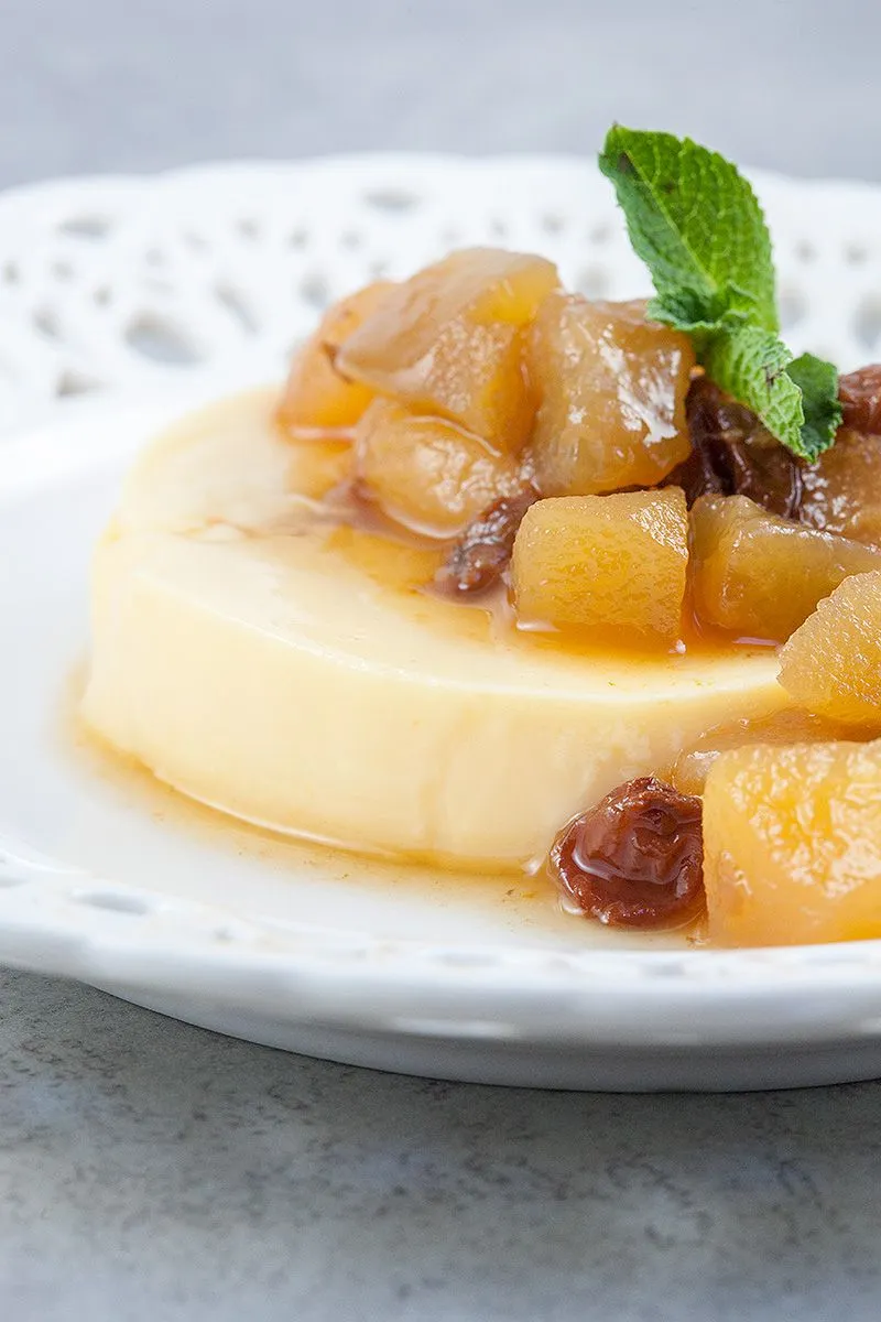 Lemon flan with tutti frutti