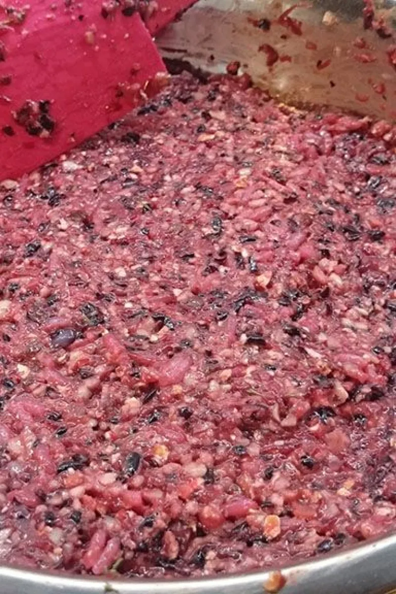 Red beet burger vegan mixture