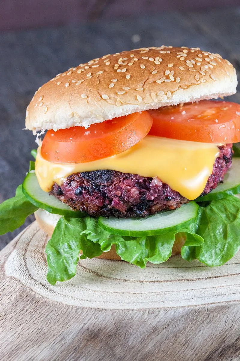 Roasted red beet burger