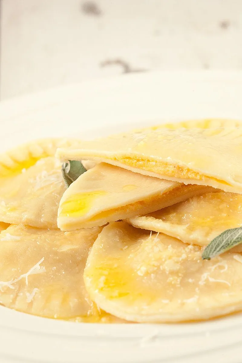 Pumpkin ravioli with sage butter