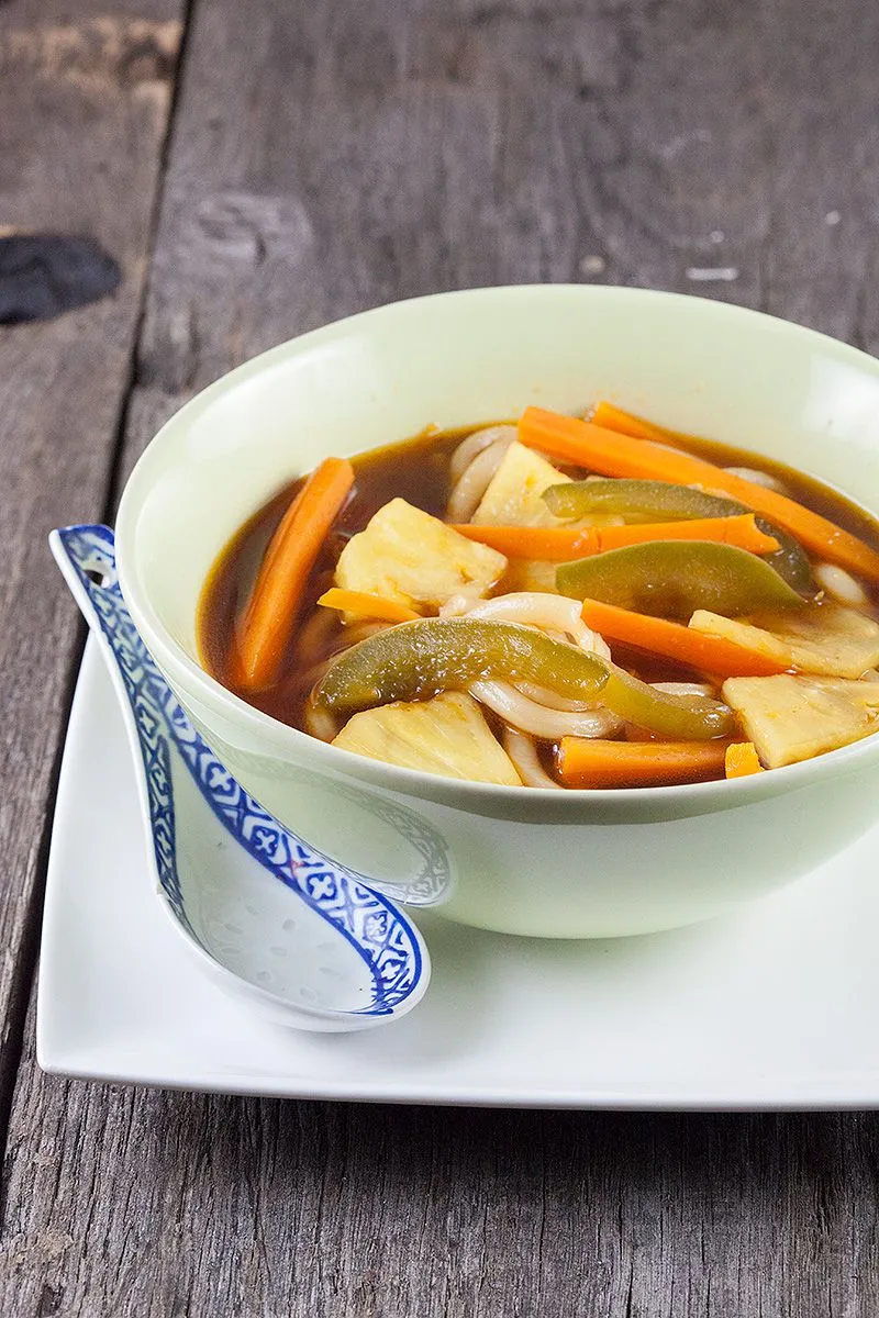 Japanese pineapple udon noodle soup