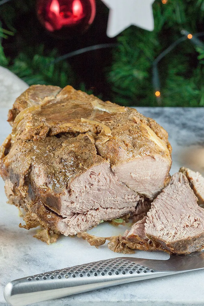 Slow cooked boneless leg of lamb
