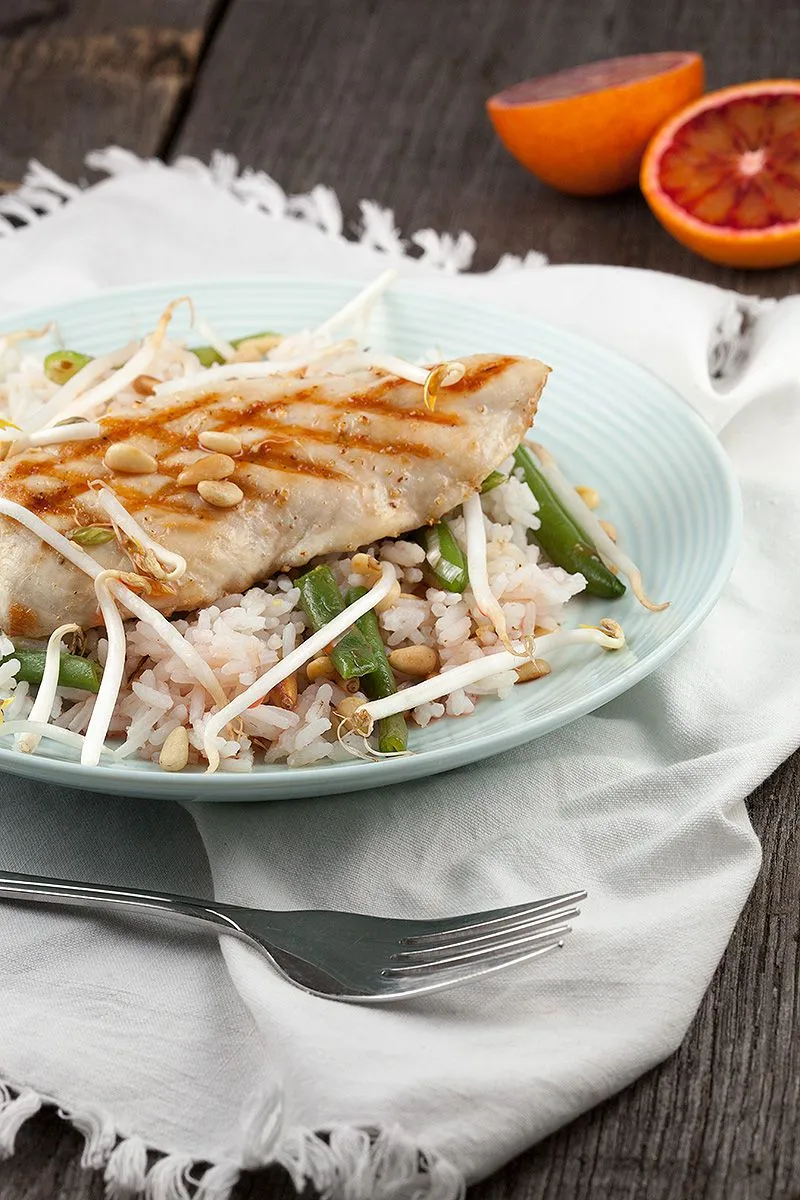 Grilled turkey breast with blood orange dressing