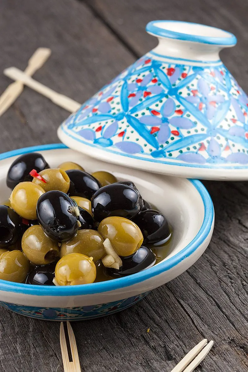 Overnight marinated olives