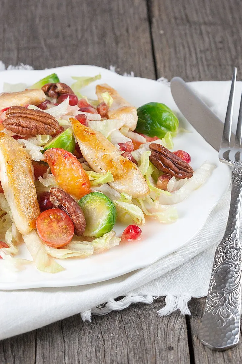 Chicken and Brussels sprouts salad