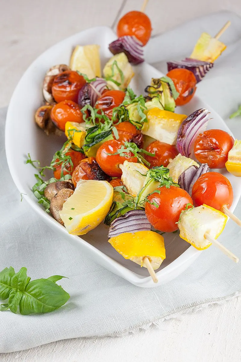 Chargrilled vegetable kebabs